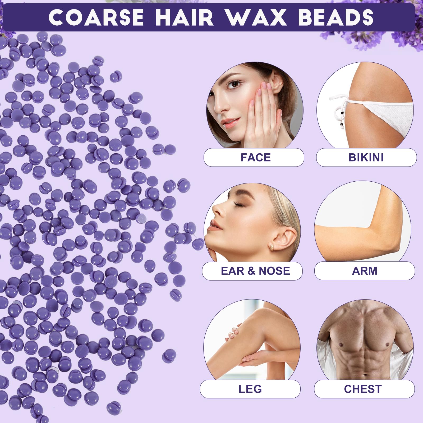 5LB Hard Wax Beads Bulk, Professional Waxing Bead Sensitive Skin, Scented Stripless Wax beans for Brazilian, Bikini, Body, Face, Legs, Back, Coarse Hair Removal, Salons Supplier Wax Bead Refill