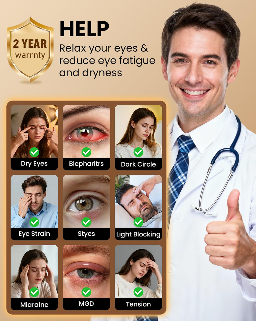 Heated Eye Mask - Cordless Eye Mask for Dry Eyes