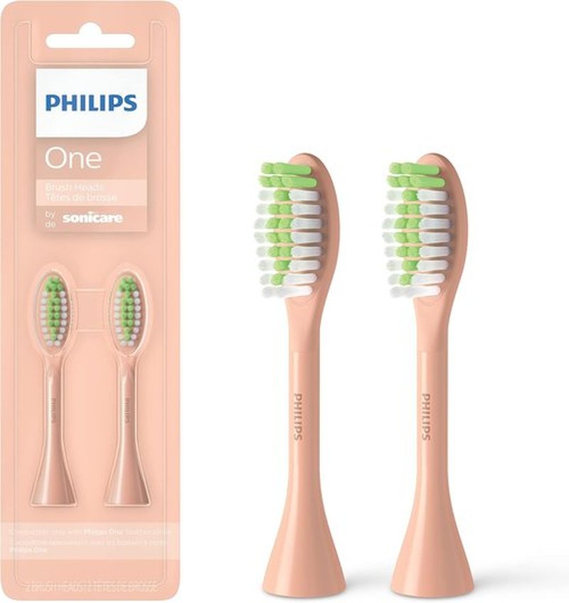 Philips One by Sonicare Electric Toothbrush Heads - 2 Pack Shimmer Pink | Up to 6 Month Supply