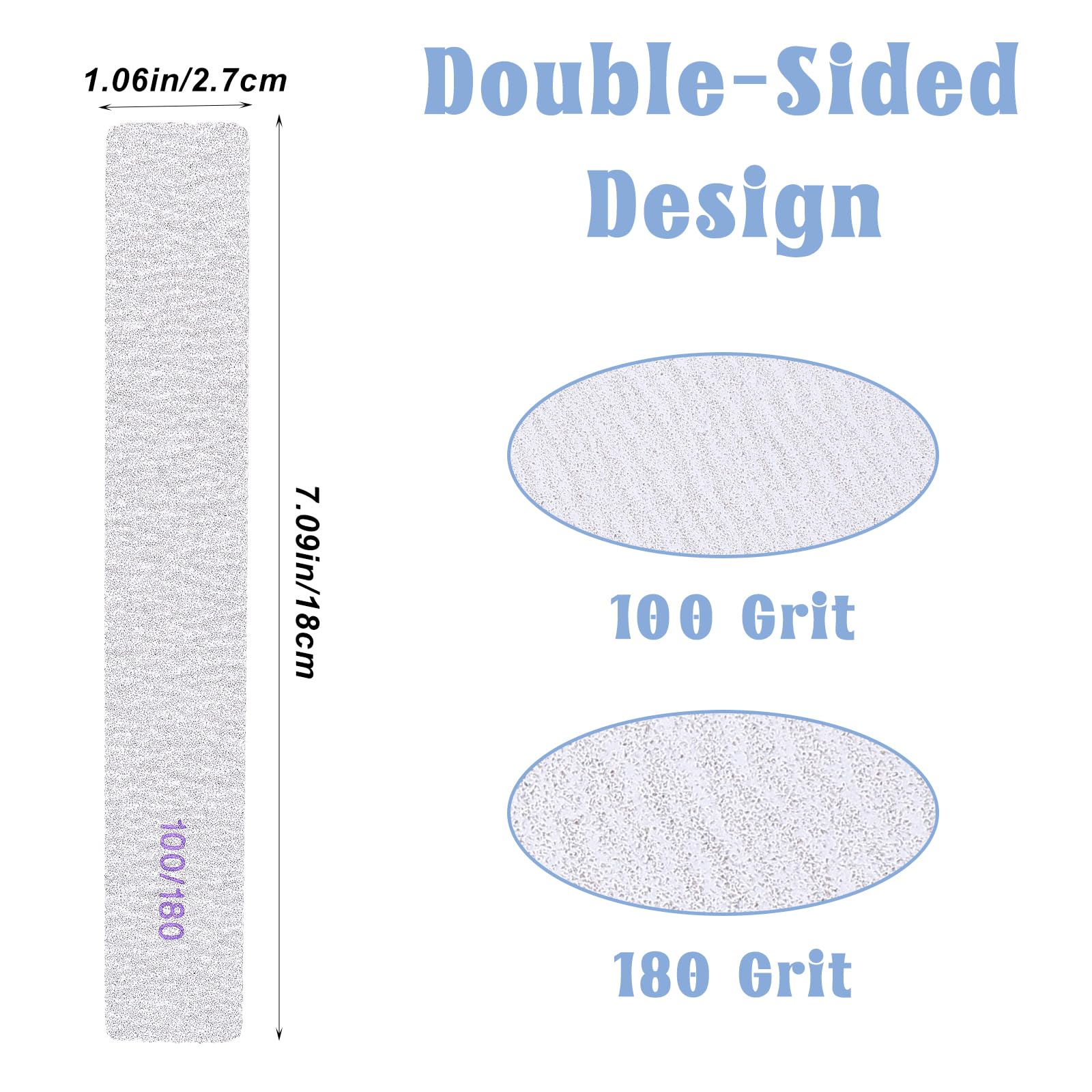 YUXIANLB 100 Pcs 100/180 Grit Nail Files Professional Reusable Emery Board for Nails, Double Sides Washable Nail File Manicure Tools for Natural Nails Extension Gel and Acrylic Nail Tools Home Use