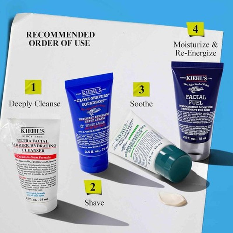 Kiehl's Men's Skincare Gift Set - Complete Shaving Kit with Face Wash, Cream & Moisturizer | $92 Value