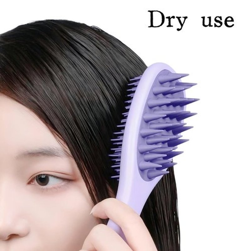 KINTEGOOD Long Handle Hair Silicone Scalp Massage Brush, 2-in-1 Double-Sided Hair Comb Shampoo Brush