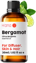 H'ana Bergamot Oil - 1.02 Fl Oz Bergamot Essential Oil for Hair, Skin, Diffuser, Aromatherapy & DIY