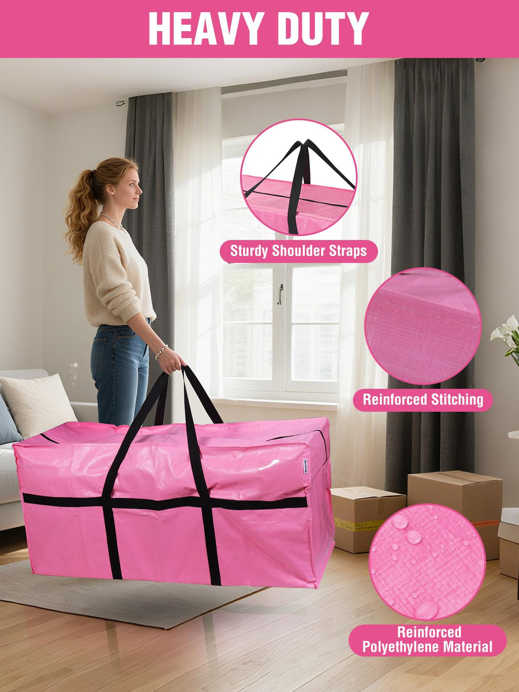 WORKPRO 2-Pack 66 Gallon Extra Large Moving Bag with Zipper & Carry Handles