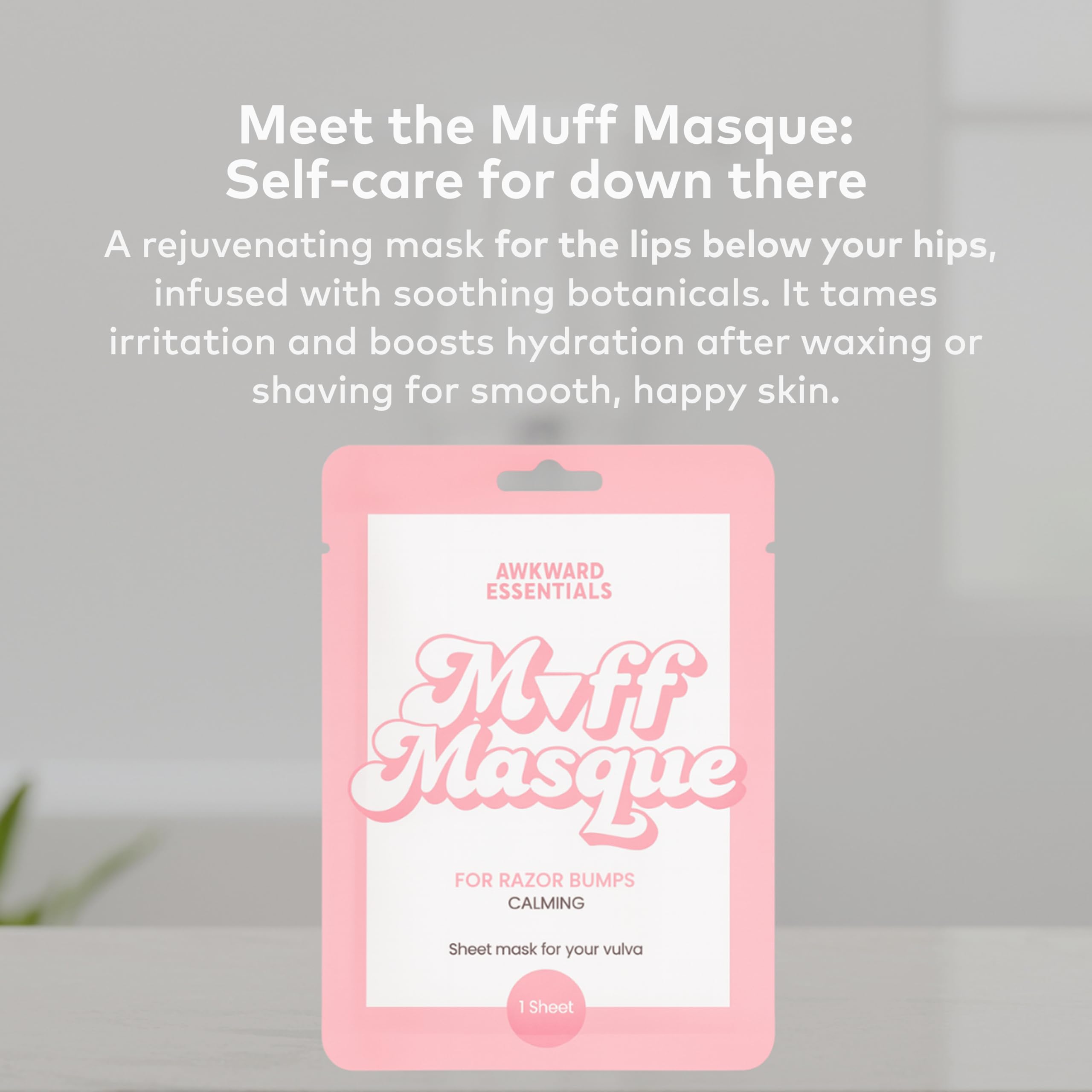 Muff Masque Moisturizing Plant-Based Vajacial Mask for Women, Hydrating Vulva Care Sheet Mask
