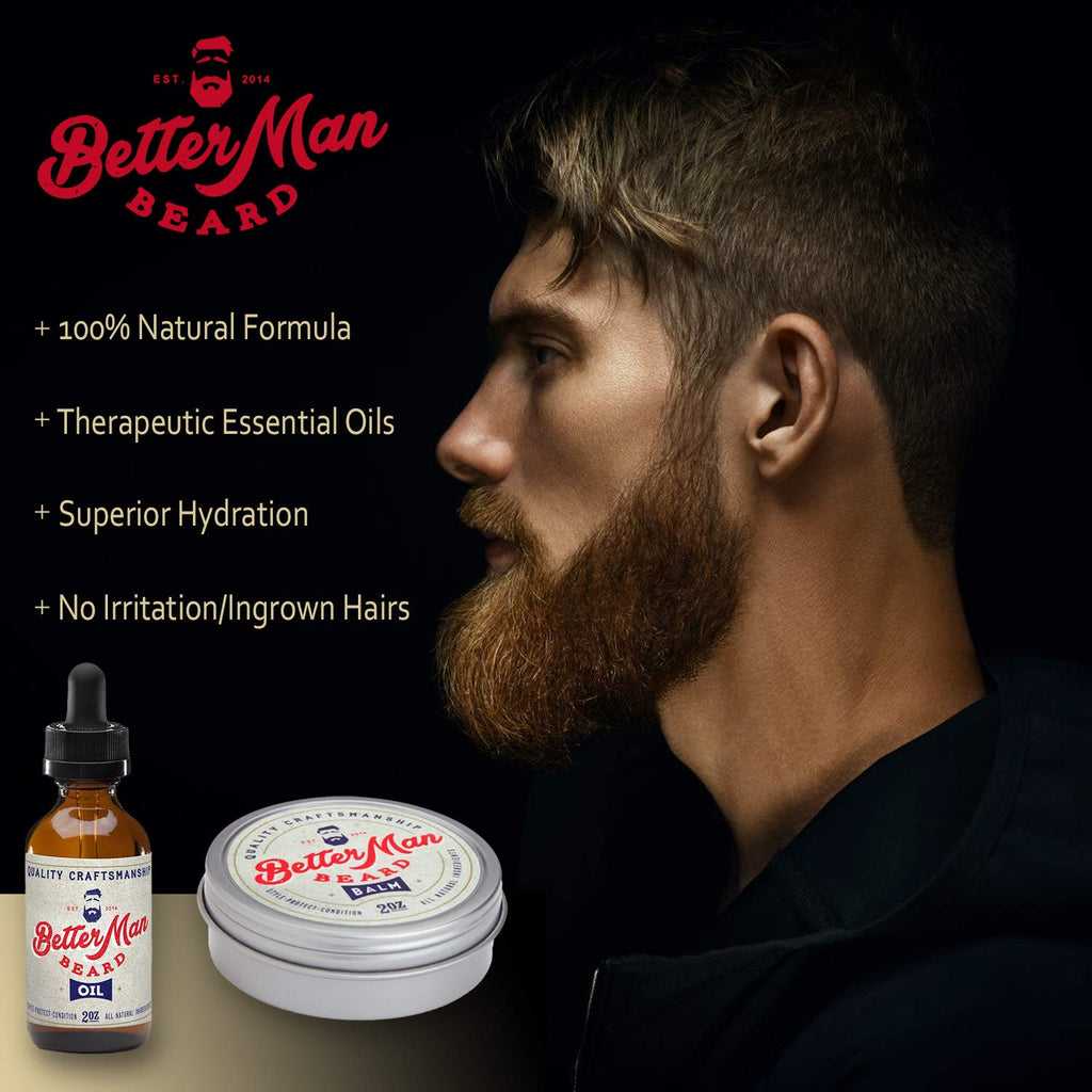 Better MAN Beard Original Kit - 3-Piece Beard Grooming Kit with Moisturizing Balm, Conditioning Oil & Sandalwood Comb - KIT-ORG
