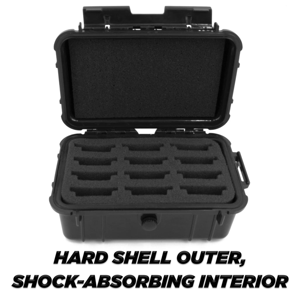 CASEMATIX Protective Clipper Blade Holder for 12 Blades - Waterproof Clipper Blade Storage Case with Custom Barber Blade Holder Foam Interior and Hard Shell Impact-Resistant Outer, Case Only