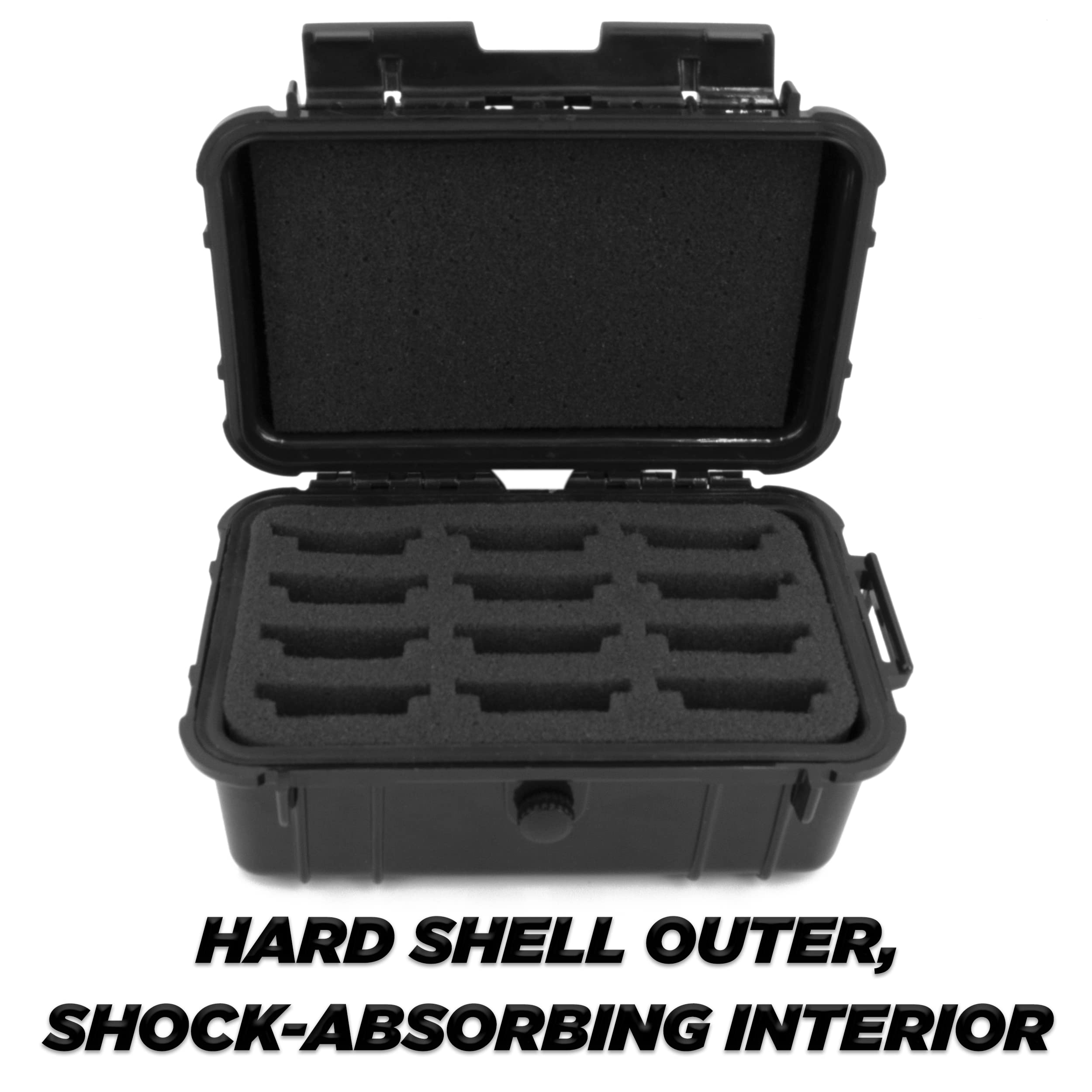CASEMATIX Protective Clipper Blade Holder for 12 Blades - Waterproof Clipper Blade Storage Case with Custom Barber Blade Holder Foam Interior and Hard Shell Impact-Resistant Outer, Case Only