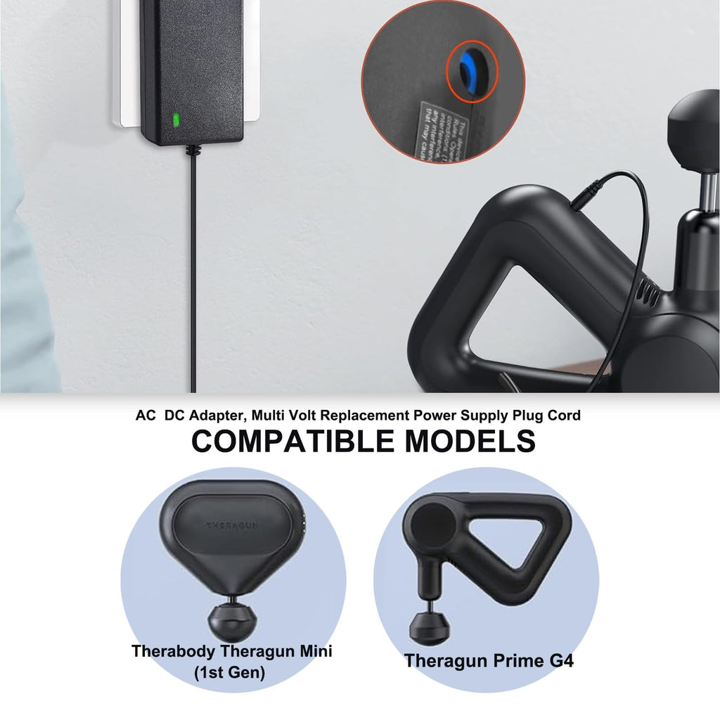 15V 1.5A 2A AC/DC Power Adapter Charger for Theragun mini 1.0, Theragun Prime G4/Prime Pro Massager Gun, Hyperice Normatec 3, 2.0, 2.0 Pro Leg System Pulse Recovery Massage Device Power Cord