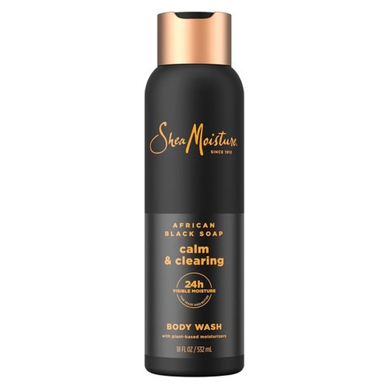 SheaMoisture African Black Soap Body Wash - Calm & Clear Formula for 24-Hour Hydration | 18 Oz