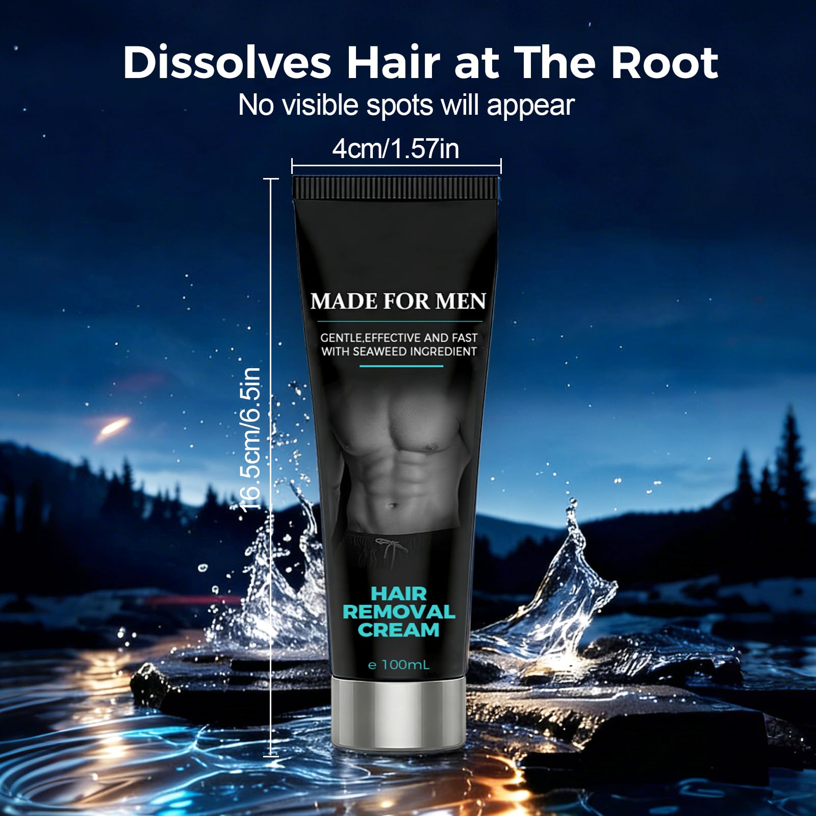 Men’s Hair Removal Cream, Body Grooming Cream for Men, Gentle Formula for Arms, Legs, Chest & Underarms, Easy Rinse-Off Body Hair Removal Cream, 100ml (2)