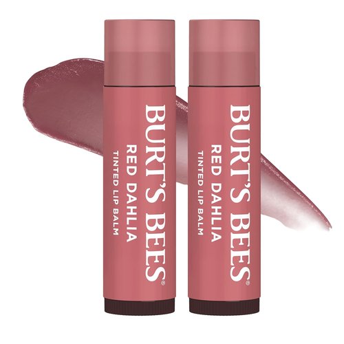 Burt's Bees Lip Tint Balm - Long Lasting Hydrating Formula with Shea Butter | Fiery Red Dahlia (2-Pack)