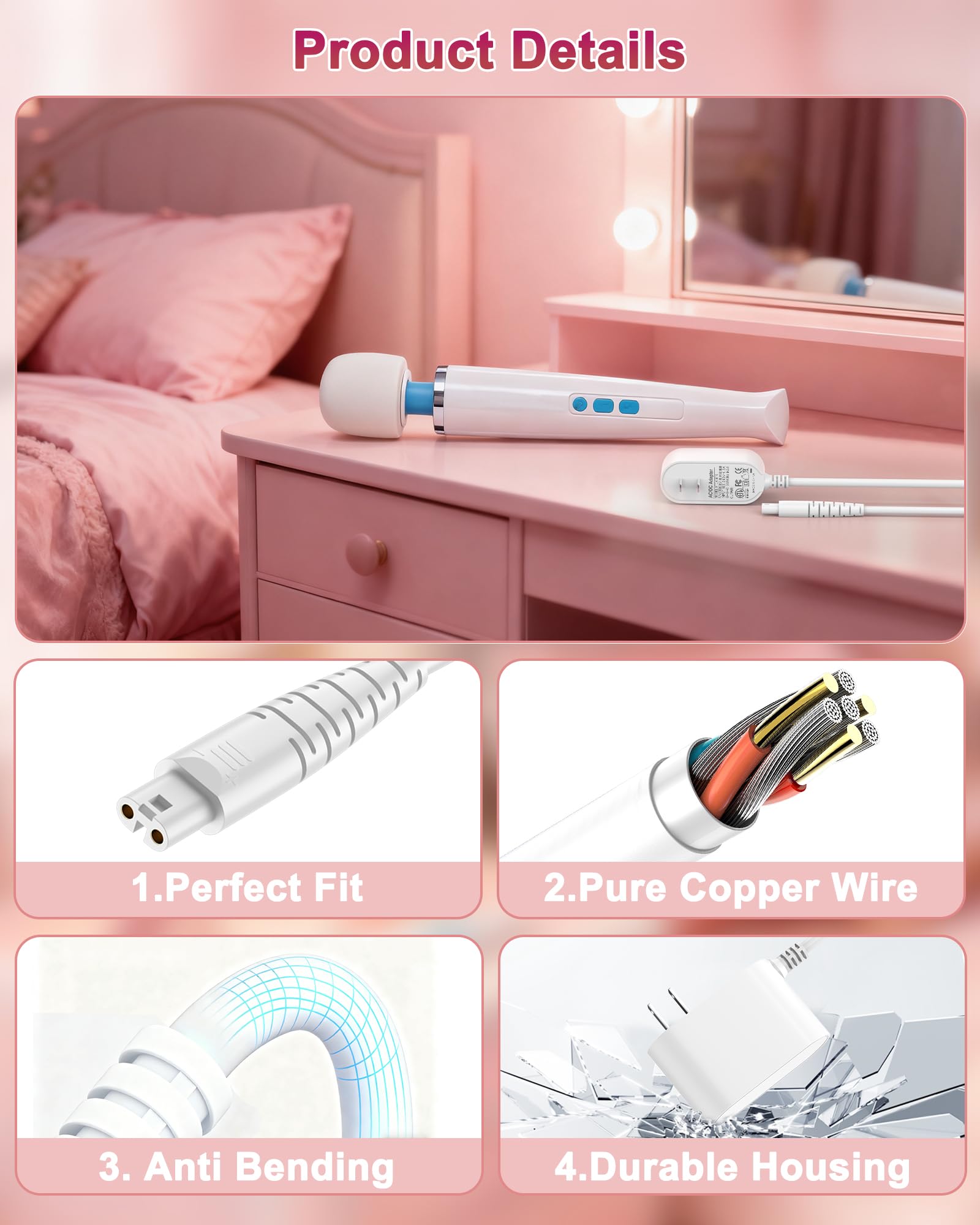 FGIEU 10V Charger for Hitachi Magic Wand HV-270 Rechargeable Cordless Massager