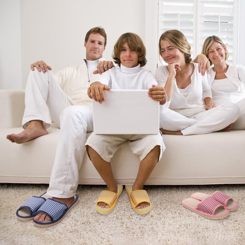 Eorbow 10 Pairs Washable House Slippers for Guests, Disposable Indoor Slipper with Thick Sole, Non Slip Open Toe Slipper, Spa Slipper Bulk for Home, Hotel, Bedroom, Travel, Unisex Universal Size