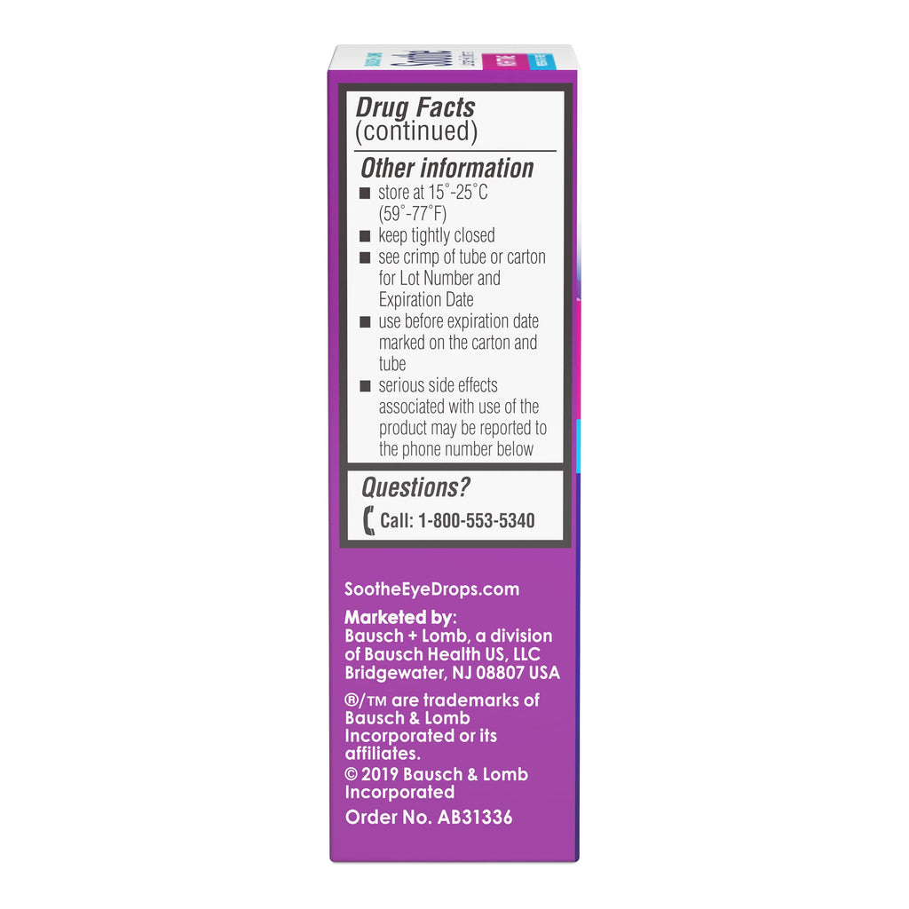 Soothe Eye Ointment by Bausch & Lomb, Lubricant Relief for Dry Eyes, Moisturizing & Comforting Nighttime Dry Eye Therapy, Suitable for Sensitive Eyes, Preservative Free, 3.5 g