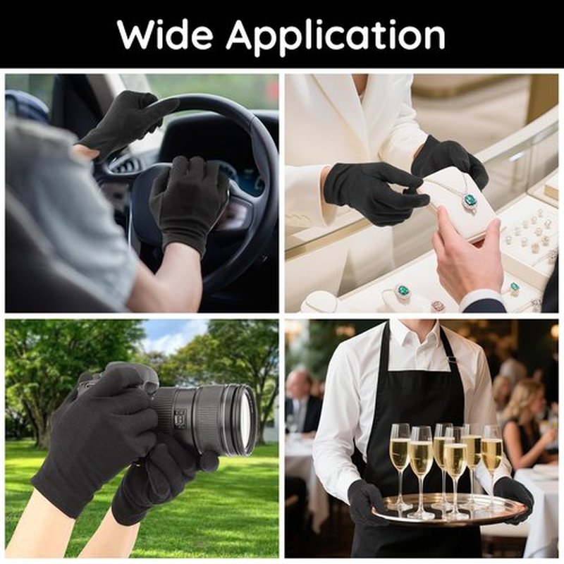Segbeauty 12 Counts Black Cotton Gloves for Sleeping, 6 Pairs Lotion Hand Moisturizing Cotton Gloves for Dry Hands Overnight, Hand Care Sleep Moisture Glove for Men Dry Hands Reusable Spa Glove Large