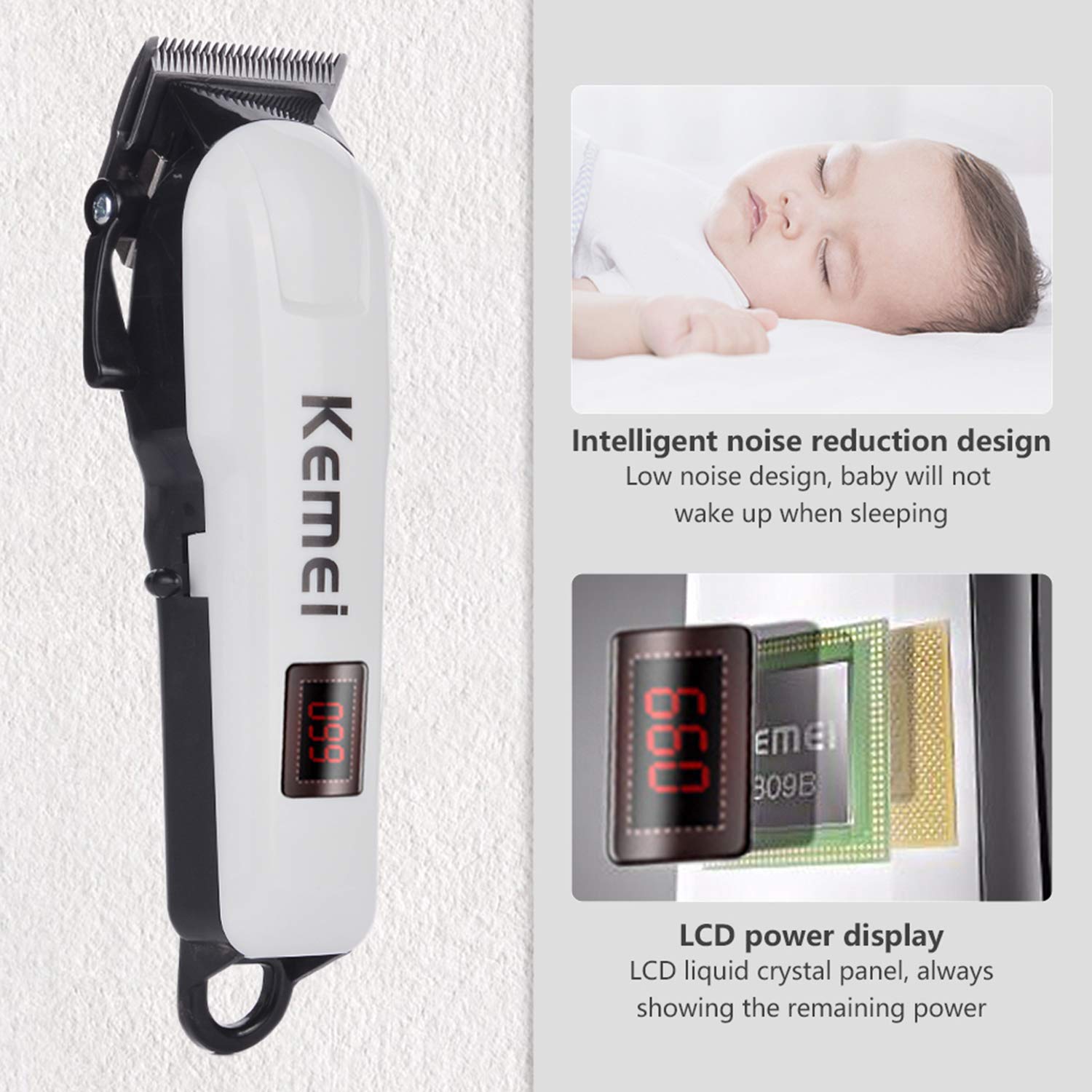 F.Lashes Hair Clippers for Men Cordless Hair Clipper Hair Cutting Kit Rechargeable Low-Noise Household Hair Trimmer for Men Clippers for Hair Cutting Professional