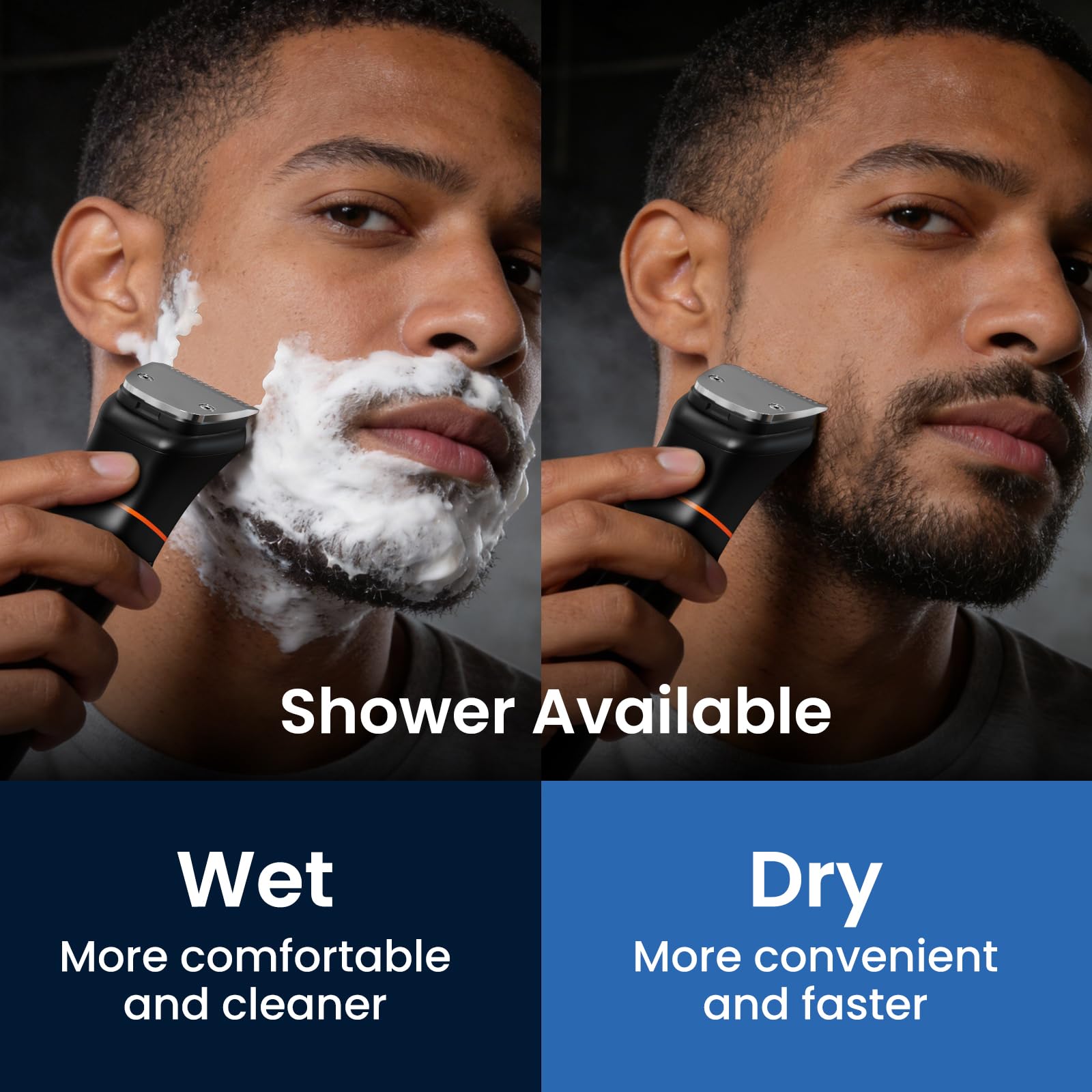 MAXGROOM 6 in 1 Beard Trimmer for Men, Waterproof Cordless Electric Razor Shaver, Men's Grooming Kit for Mustache, Hair, Face, Nose and Body, USB Recharge Dock - Silver