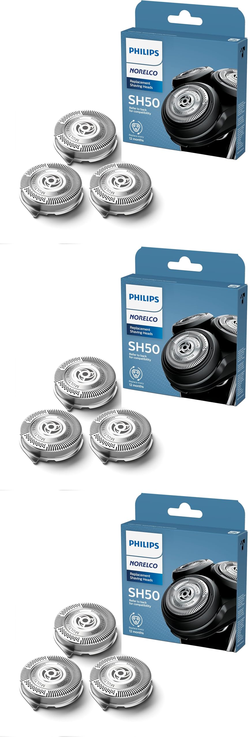 Philips Replacement Head for Series 5000 Shavers,SH50/52,(Pack of 3)