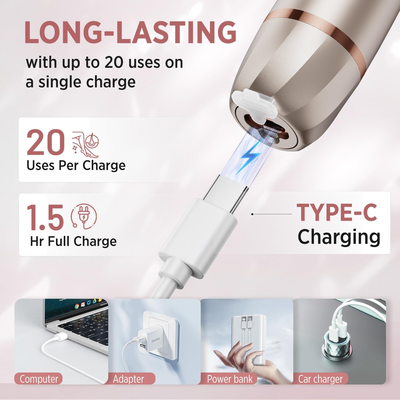 Orchrose Electric Razor for Women 3-in-1: Painless Rechargeable Shaver for Face Legs Underarms and Bikini Area – with Bikini Trimmer Head