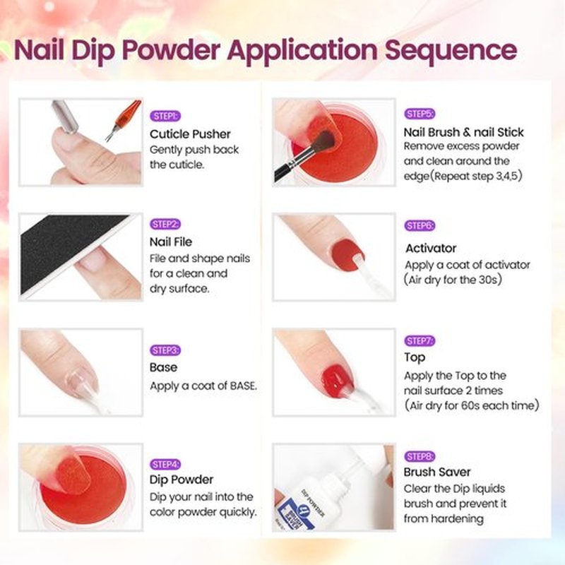 Openlive 32 Color Dip Nail Powder Starter Kit 36 Bottle Blue Cheese Yellow with Base Top Coat Activator Dip Powder Kit for French Nail Art Manicure DIY Salon