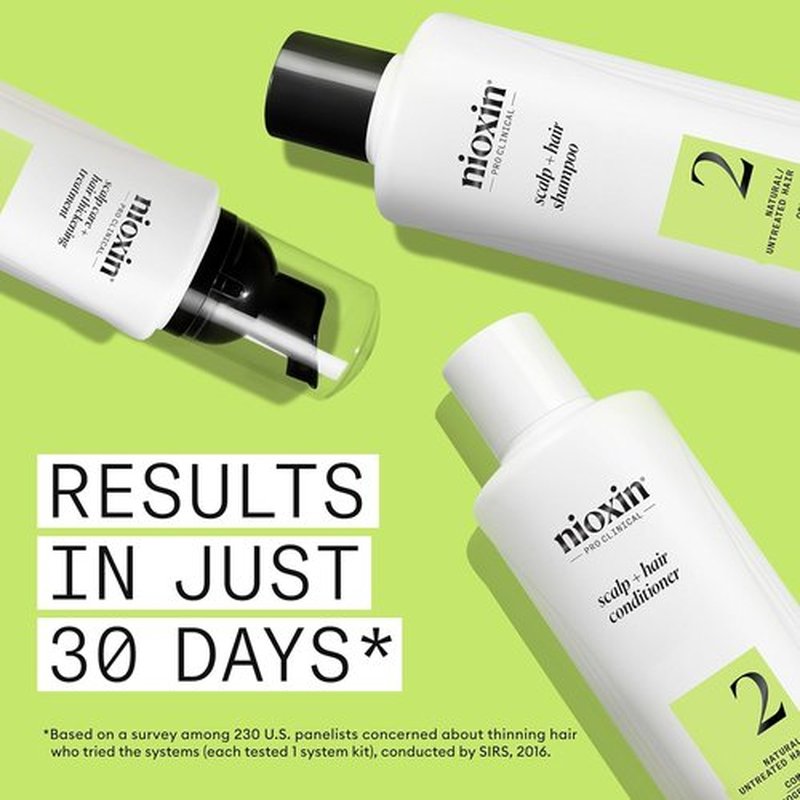 NIOXIN Scalp & Hair Thickening System Kit - Strengthen Natural, Colored & Damaged Hair | 1 Month Supply with Niacinamide & Biotin