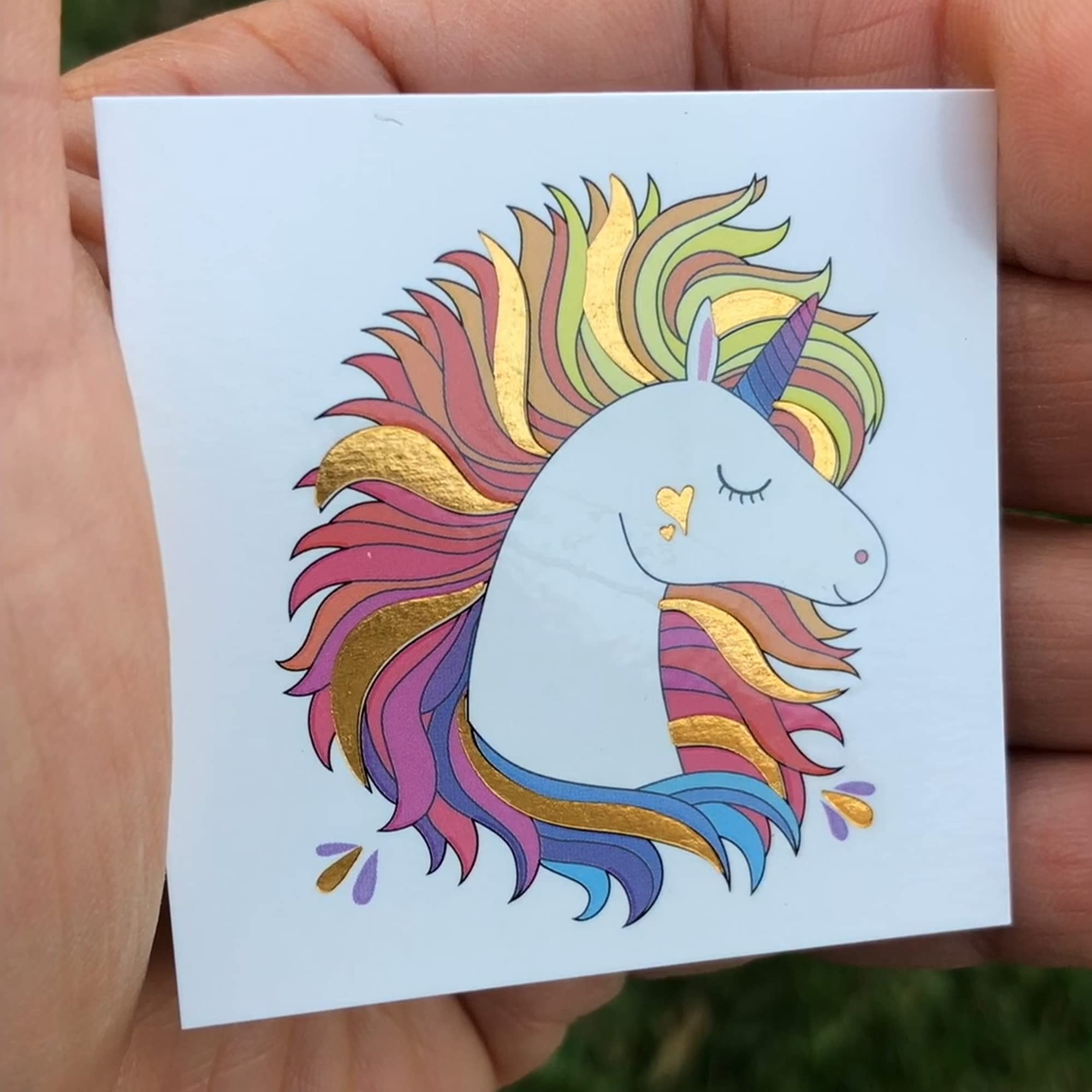 Unicorn Temporary Tattoos/Safe Non-Toxic/Pre-Cut Easy to Share/Party Favors/With Gold Sparkles/USA Company/FDA Compliant (Unicorn 36pk)