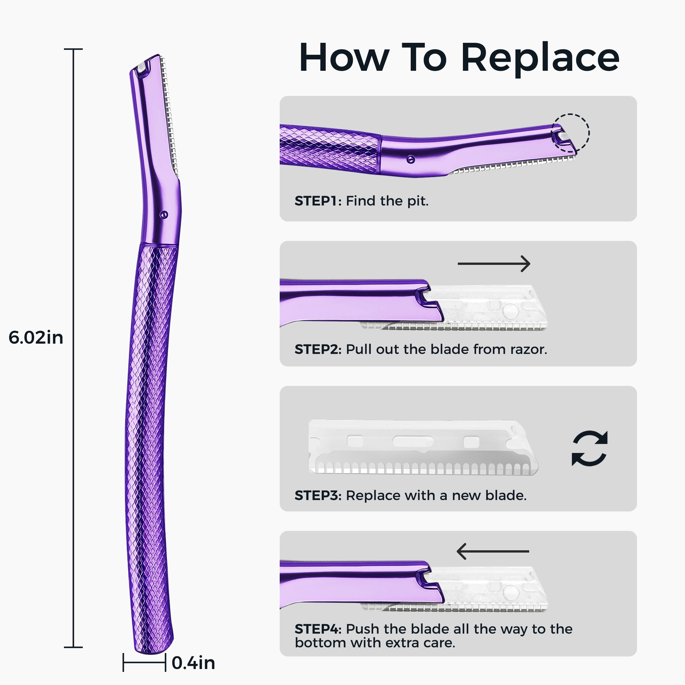 ZOMCHI Eyebrow Razor for Women & Men, Precision Cover, Purple