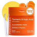 PLANTIFIQUE Kojic Acid and Turmeric Cleansing Pads – 60 Exfoliating Facial Pads for Skin Refresh – Daily Skincare Routine