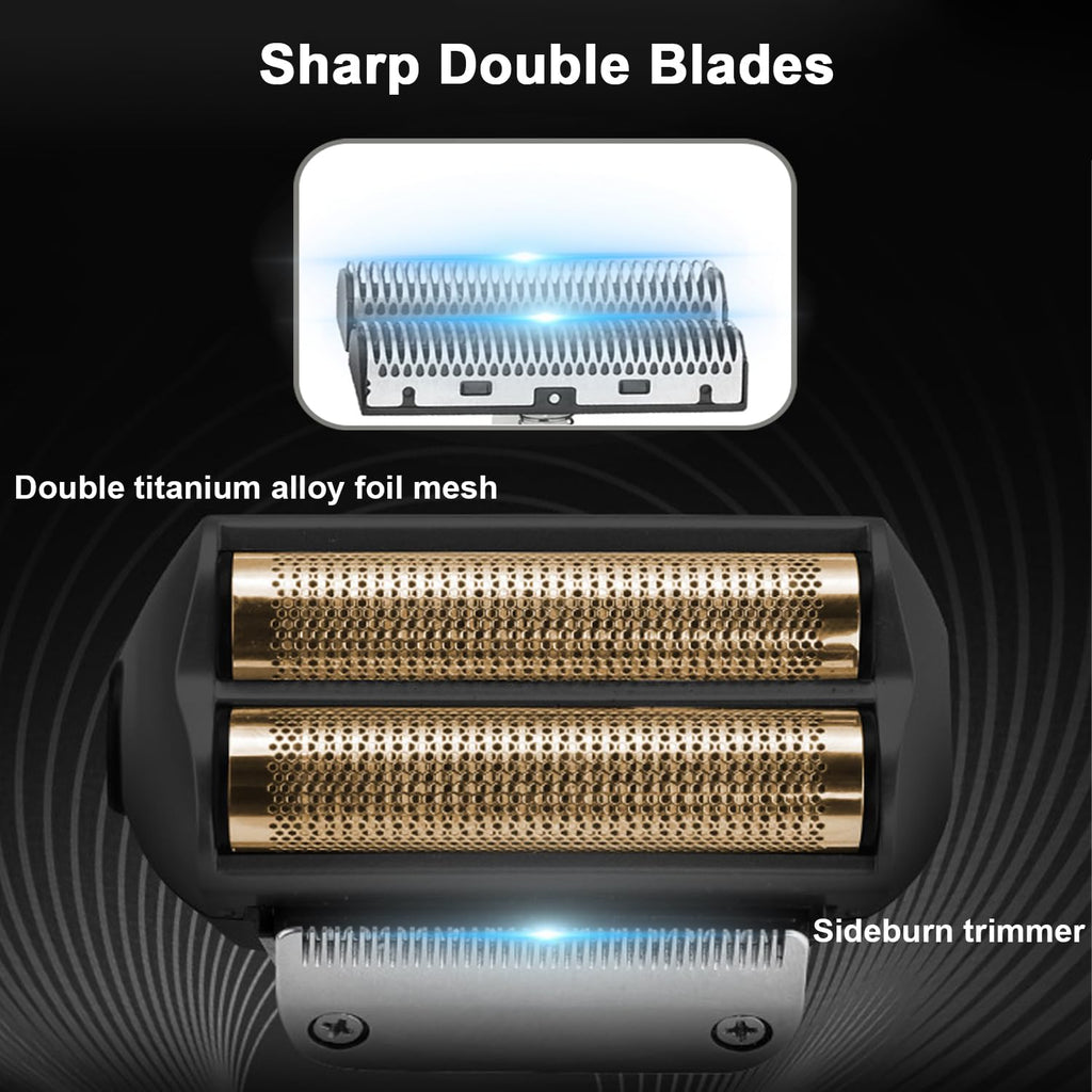 KEMEI Foil Shaver Barber for Men,Electric Razor Rechargeable with Beard Trimmer,Cordless Lithium Titanium Foil Shavers with Travel Case