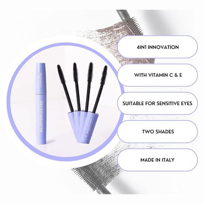 Skiennix 4-in-1 Click And Turn Mascara - Volume & Length - High Pigmentation, Waterproof - Ultra Black - 0.4 oz