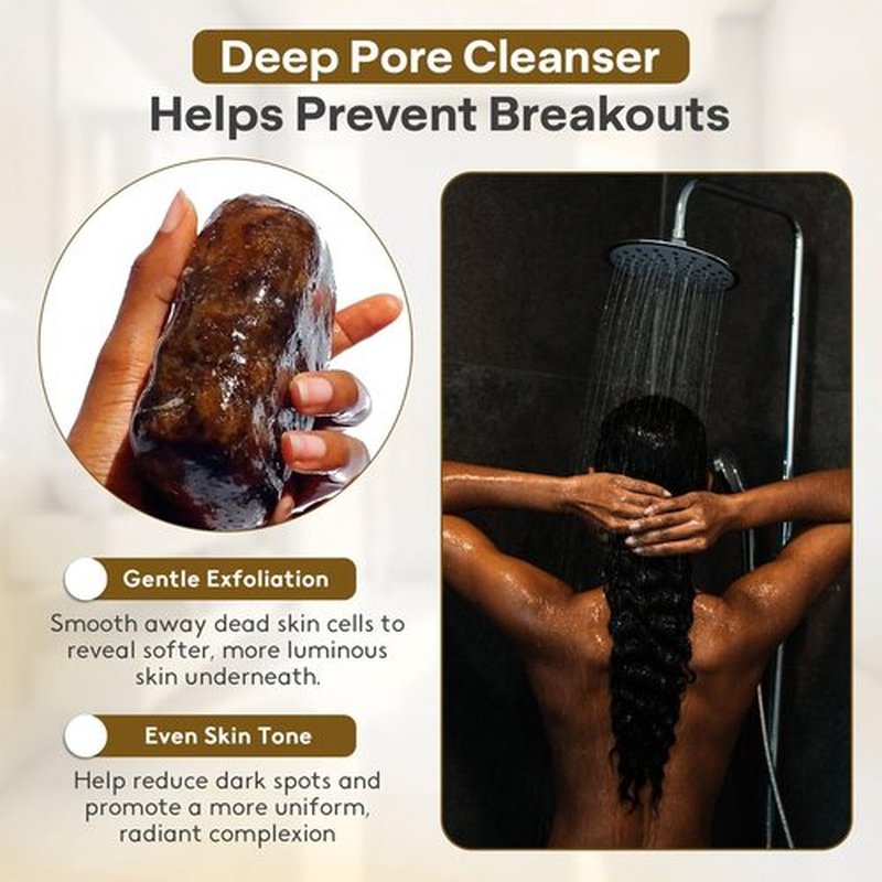 Raw natural authentic organic African black soap bar for acne and dark spots, face and body ghana black african soap scented with mint.