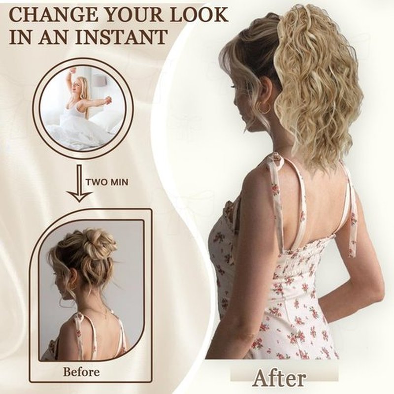gulagula Ponytail Extension 12 Inch Curly Ponytail Claw Clip on Ponytails for Women Black Ponytail Extension Hair Piece