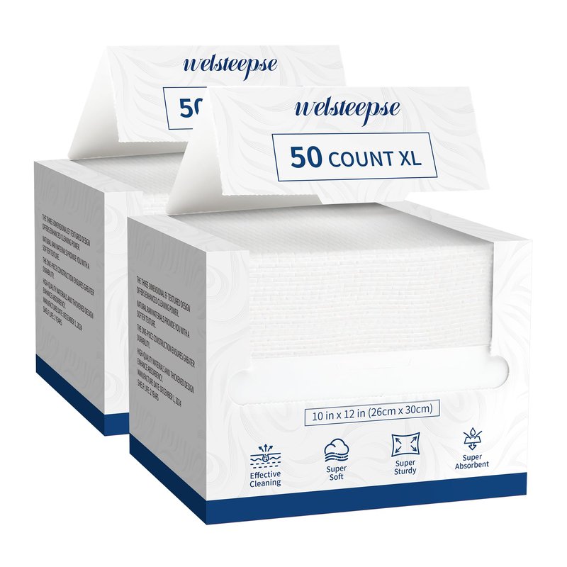 Welsteepse Disposable Face Towelettes, Makeup Remover Dry Wipes, Ultra Soft, 100% Biobased 100 PCS