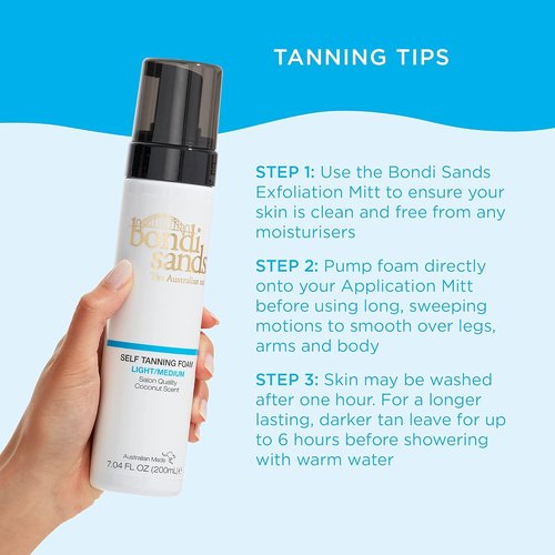 Bondi Sands Self Tanning Foam - Light/Medium Sunless Tan + Reusable Application Mitt | Flawless Finish