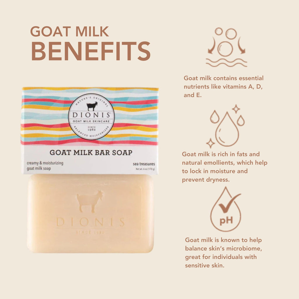 Dionis Goat Milk Sea Treasures Bar Soap, Saver Pad & Exfoliating Scrubber 3-Piece Travel Set