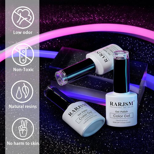 RARJSM Chameleon Gel Nail Polishes Set Multichrome Color Changing Blue Green Purple Holographic Glitter Polish Curing Requires Sparkle Shimmer Nail Gel Varnish Soak Off DIY at Home 7.5ml 3PCS