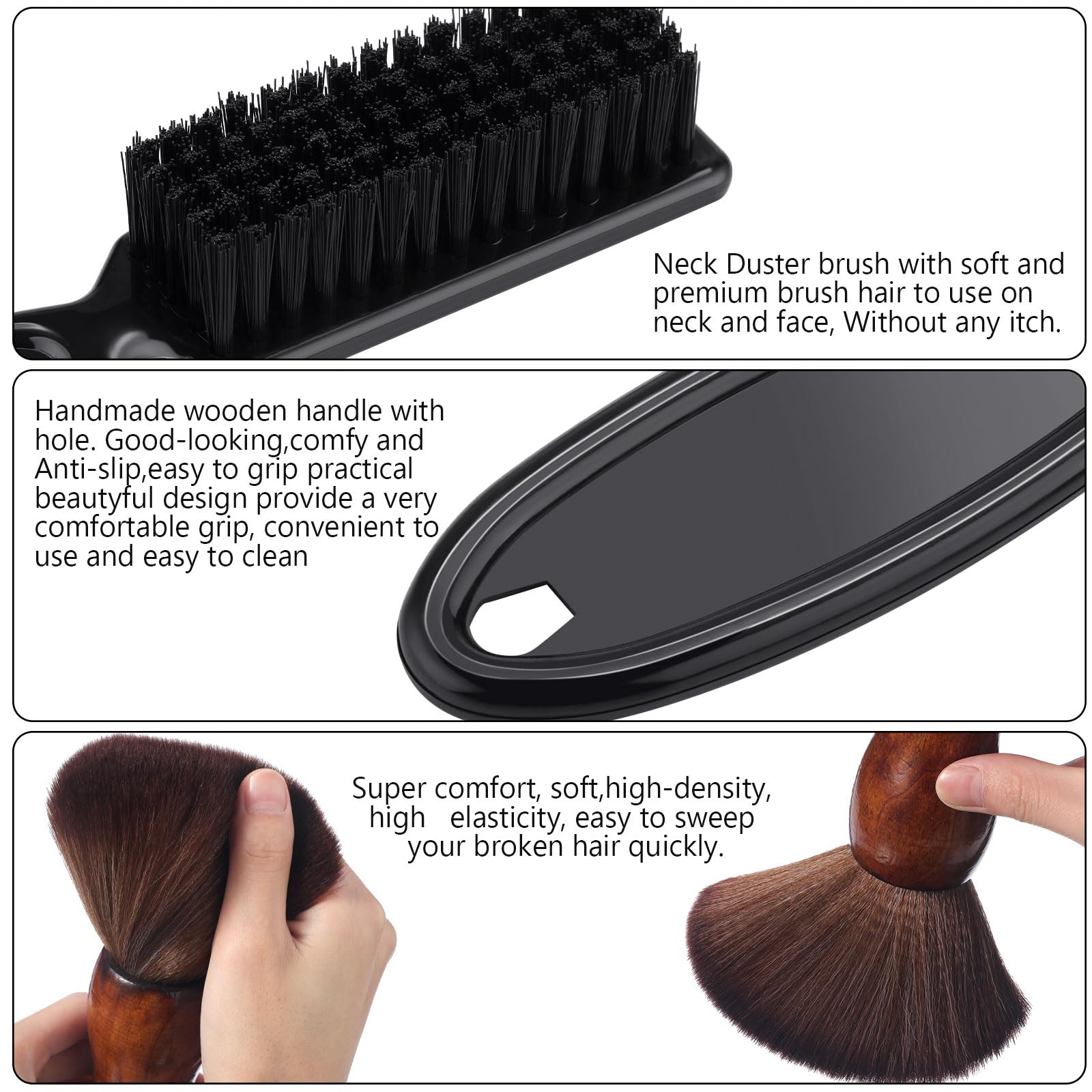 Patelai 3 Pieces Barber Neck Duster Brush Clipper Cleaner Shaver Razor Trimmer Cleaning Brush with Storage Bag for Hair Styling(Black)