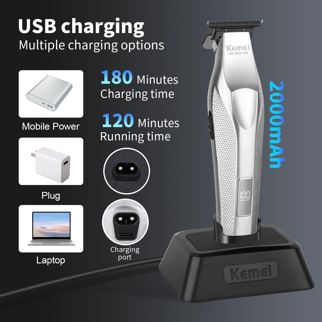 KEMEI Zero Gap Cordless Hair Trimmer Beard Clipper for Men KM-3023-702