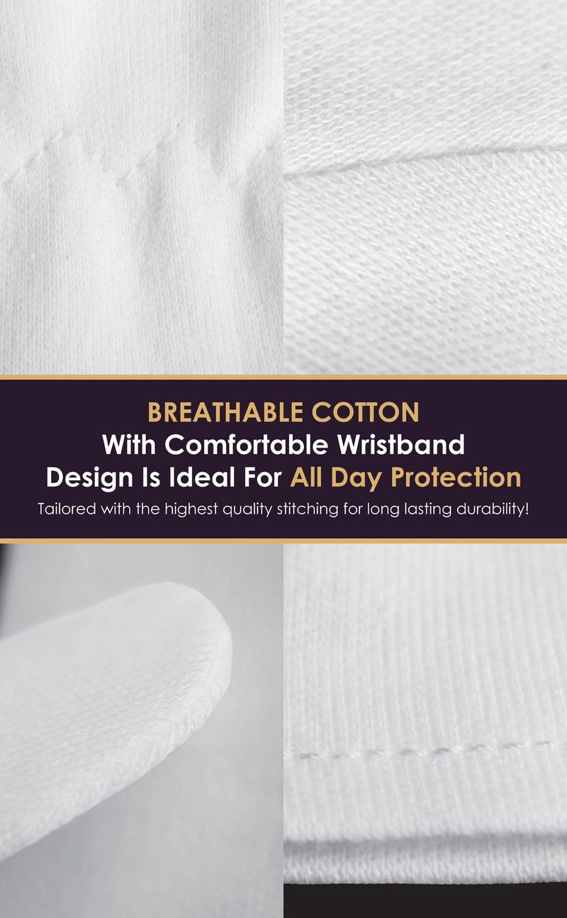 White Gloves Large (10 pair) - Cotton Gloves for Eczema, Cotton Gloves for Dry Hands, White Cotton Gloves for Women, Spa Glove, Lotion Glove, Sleeping Glove