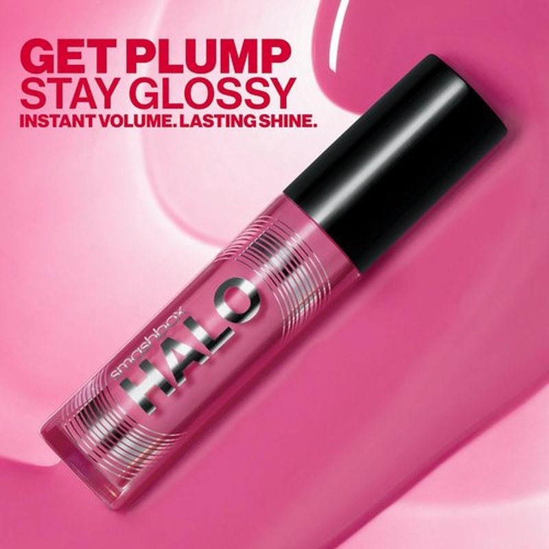 Smashbox Halo Plump + Glow Lip Gloss | Non-Sticky, Hydrating, Plumping Lip Gloss with 6-Hour Shine | Hyaluronic Acid and Vitamins C+E, 0.14 Fl Oz, Beam