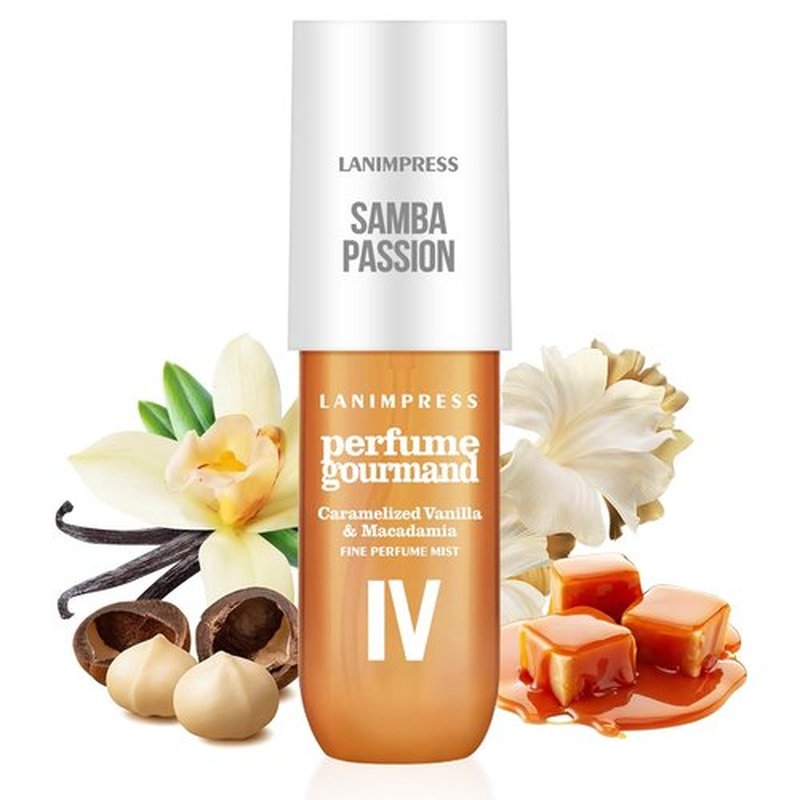 Regine Switzerland No.4 Hair Mist & Body Spray - Amber Gourmet Perfume | Travel Size 3 FL OZ with Sweet Notes of Macadamia, Caramel & Coconut Blossom