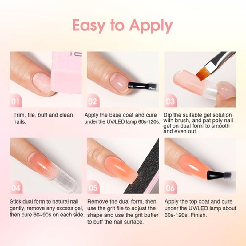 ROSALIND 14PCS White Nude Poly Nail Gel Kit with Nail Lamp Brown Purple Poly Extension Gel Set