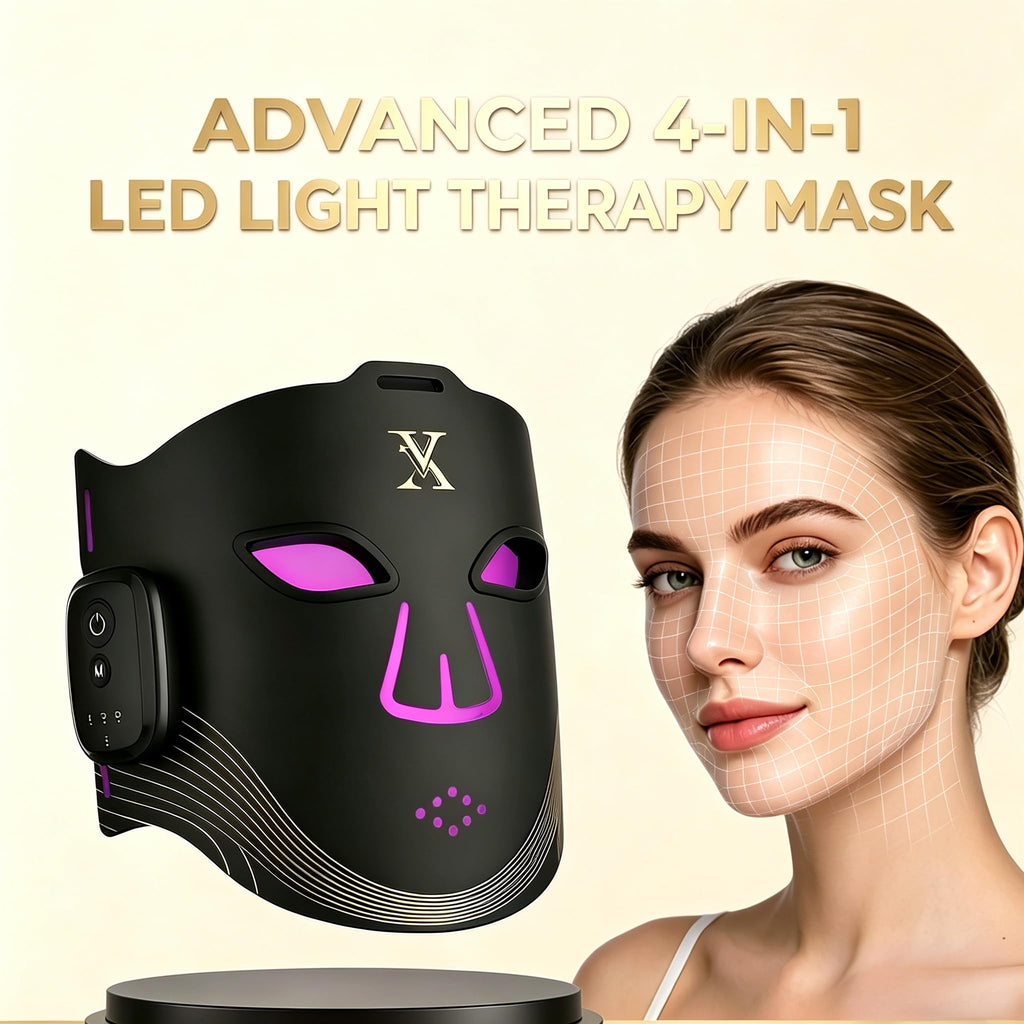 X-Vitalis LED Light Therapy Mask, OTC FDA-Cleared for Acne Treatment & Wrinkle Reduction, 4 Wavelengths (660/850/450/590nm), Wireless Home Skincare Device