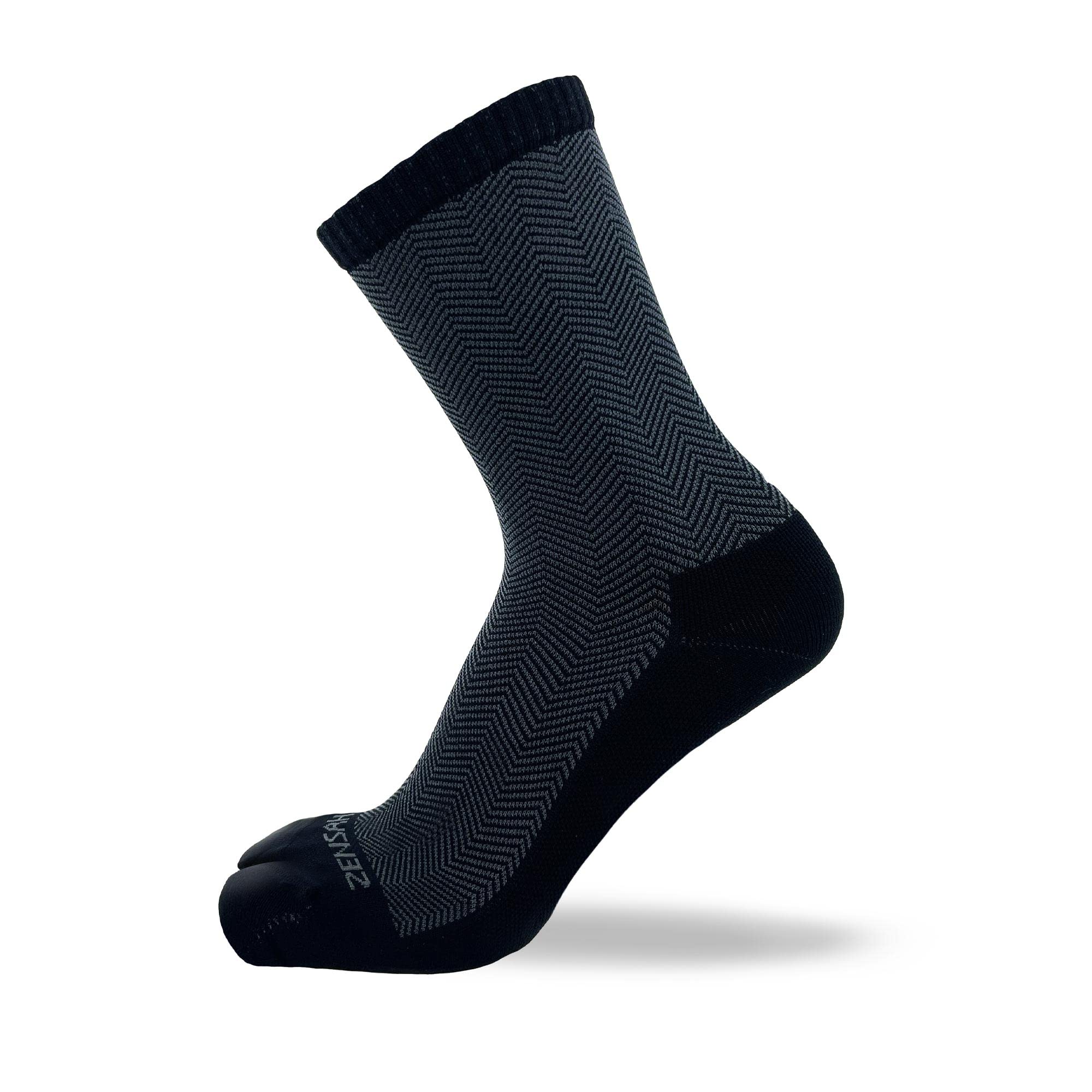 Zensah Bunion Ease Corrector Relief Sock - Toe Separator Design (2 Pairs - Black/Grey, Large)