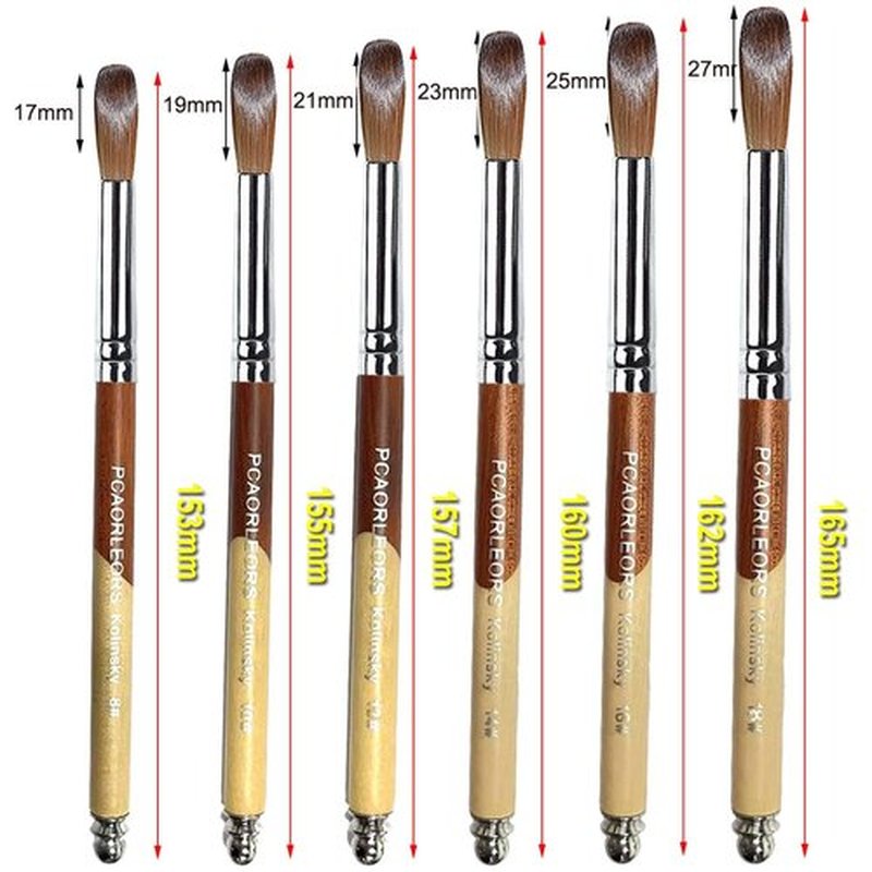 PCUORLEORS Acrylic Nail Brush Kolinsky with 100% Pure Mink Sable Hair and Wood Hand, Round Gel Brush for Acrylic Application Size # 8,10, 12, 14, 16,18,20 (size12)