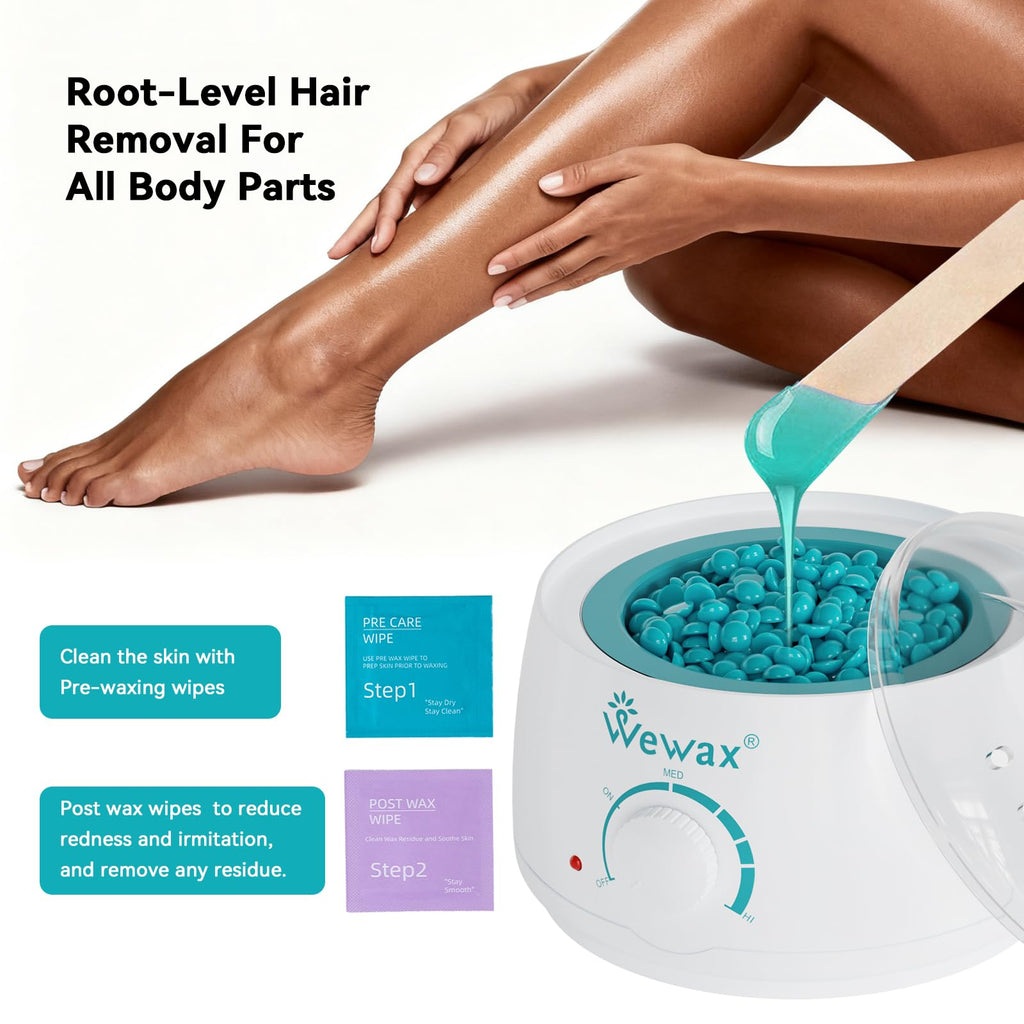 Waxing Kit for Women - Wewax Wax Warmer for Hair Removal, Hard Wax Kit with 50g 6 Bags Hard Wax Beans for Full Body, Legs, Arms