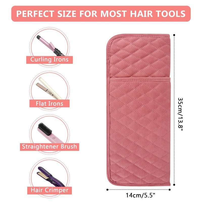 WRORUNER Heat Resistant Hair Tools Organizer Bag Portable Travel Storage Cover Pouch for Hair Straighteners, Curling Irons, Flat Irons and Hot Styling Tools(13.8" x 5.5")