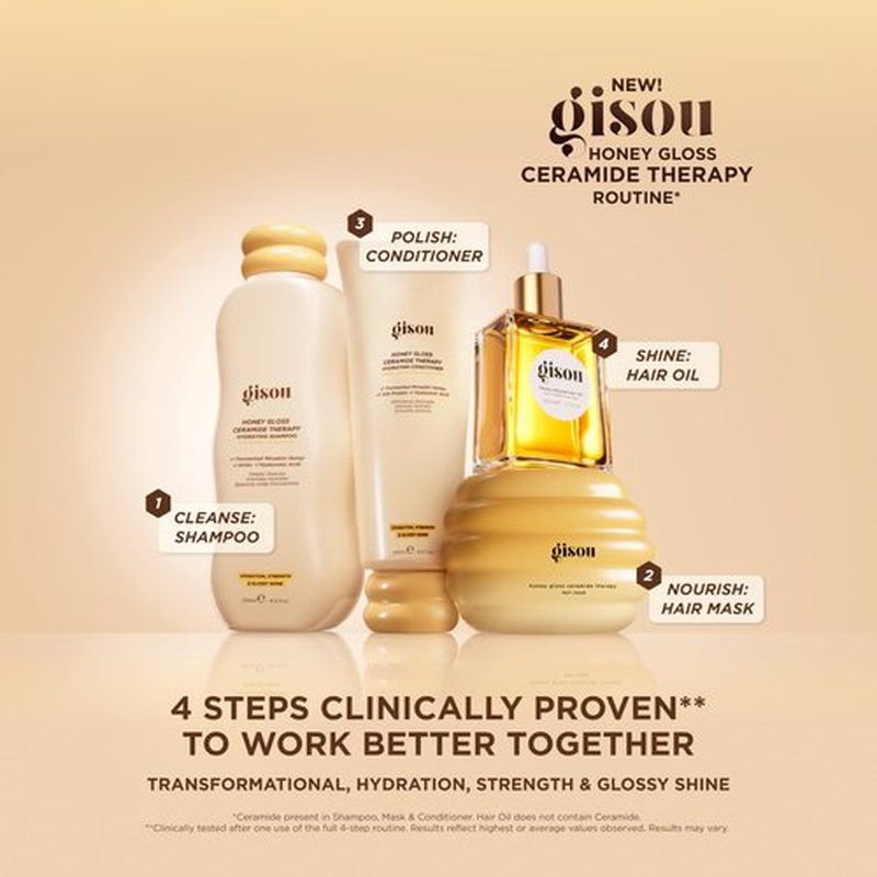 Gisou Honey Gloss Ceramide Therapy Hydrating Conditioner – Smooths, Detangles & Adds Shine with Mirsalehi Honey & Ceramides