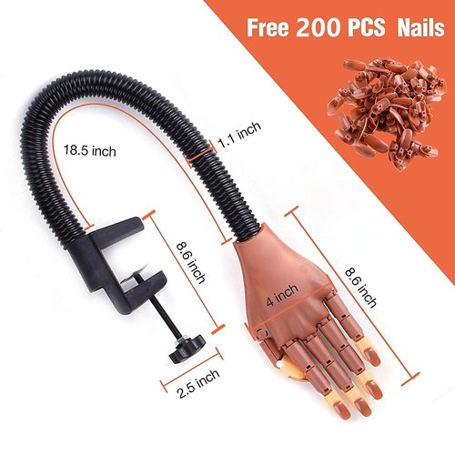 Nail Training Hands for Acrylic Nails, Flexible Nail Practice Hand Training Kits, Fake Manican Hands for Nails Practice with 300 PCS Nail Tips, Nail Files and Clipper for Nail Technician and Beginner